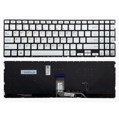Asus VivoBook X532, X532E, X532F, X532FA, X532FL, K532F, S532F, S532FL, silver backlit US keyboard