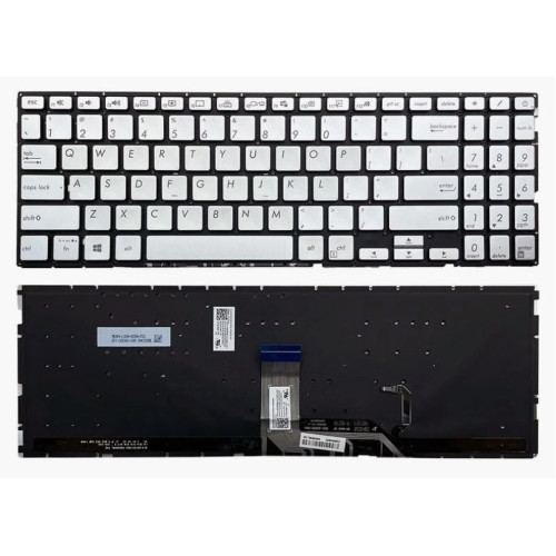 Asus VivoBook X532, X532E, X532F, X532FA, X532FL, K532F, S532F, S532FL, silver backlit US keyboard - main product image