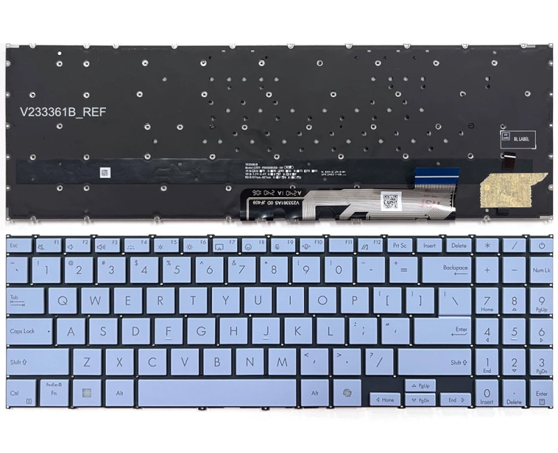 Asus Vivobook S 15 OLED M5506UA, S5506, S5507, S 16 OLED S5606, backlit US keyboard blue - additional view 