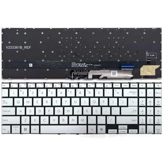 Asus Vivobook S 15 OLED M5506UA, S5506, S5507, S 16 OLED S5606, backlit US keyboard silver - main product image