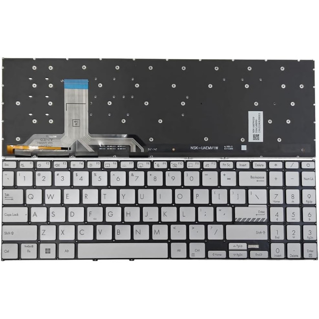 Asus Vivobook M1502, M1502IA, M1502QA, M1503, M1503QA, M1505, M1505YA, silver backlit US keyboard - main product image