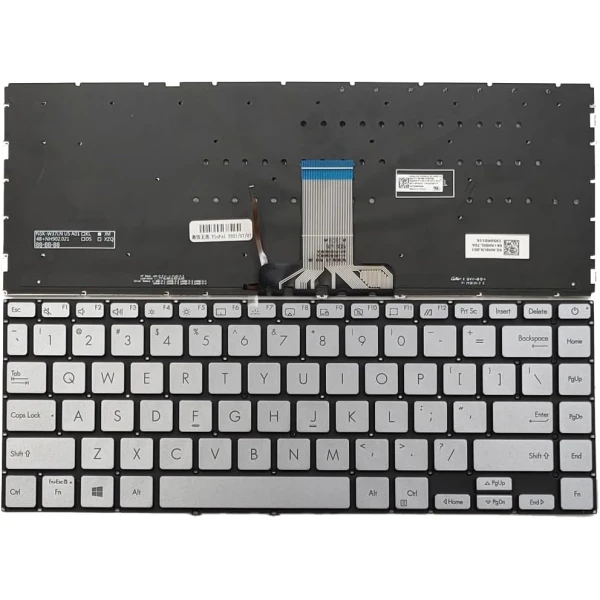 Asus ZenBook 14 UX434 UX434F UX434FA UX434FL UX434FL-DB77 UX434FL-UB76T UX434FLC UX434FLC-XH77 silver backlit US keyboard - main product image