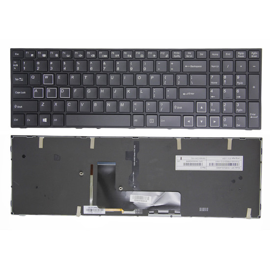 CLEVO P655, P650SA, P651SG, P650SE, P651SE, P670SE, green backlit US keyboard - main product image