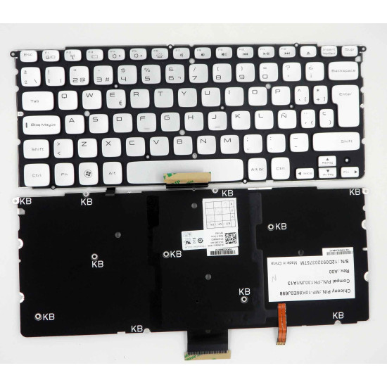 Dell 14Z L412Z 15Z L512Z silver backlit Spanish SP keyboard - main product image
