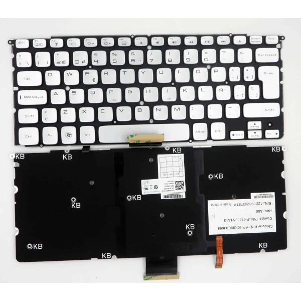 Dell 14Z L412Z 15Z L512Z silver backlit Spanish SP keyboard - main product image