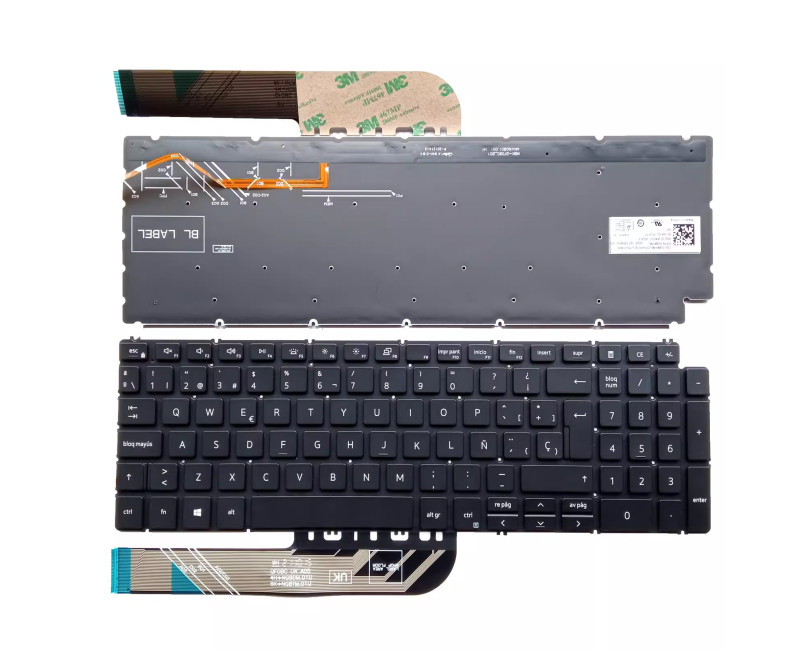 Dell Inspiron 5584 5590 5593 5594 5598 7590 7591 black backlit Spanish SP keyboard - additional view 