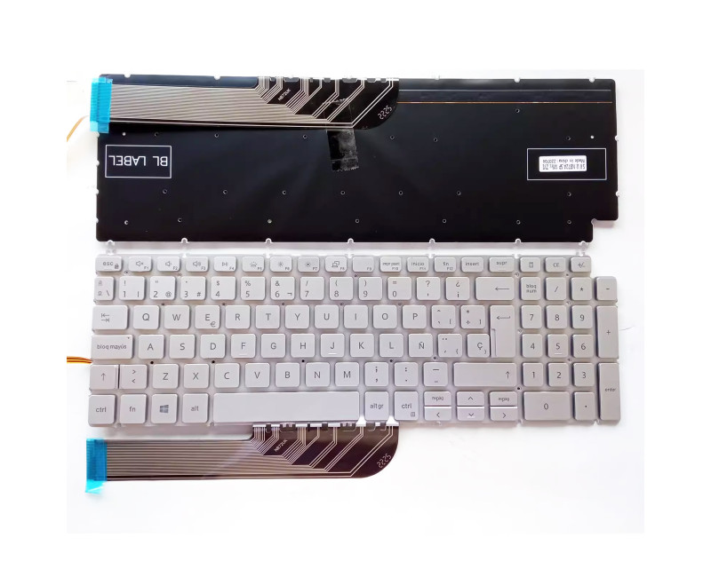 Dell Inspiron 5584 5590 5593 5594 5598 7590 7591 silver backlit Spanish SP keyboard - additional view 