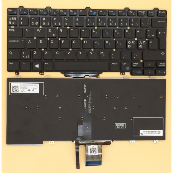Dell XPS 12 9250 E7270 E5270 E5250 E7250 E7275 3150 3160 backlit Norwegian NE keyboard - main product image