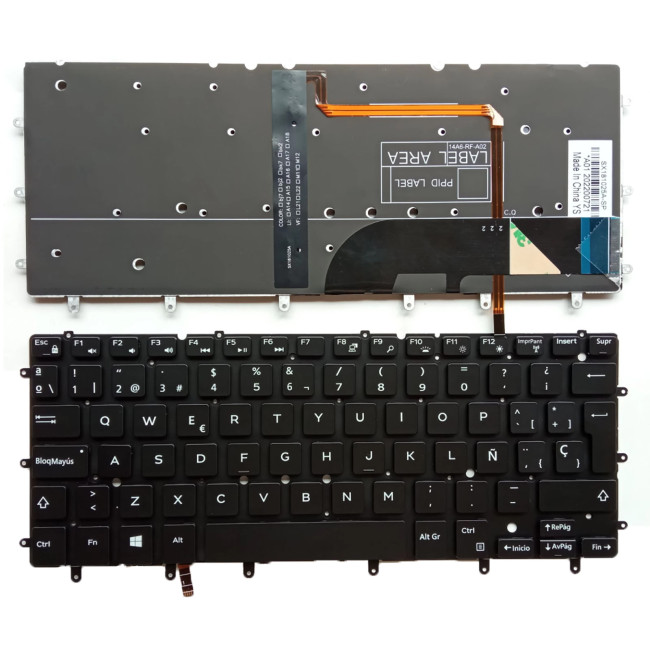 Dell XPS 13 9343 9350 9360 backlit Spanish SP keyboard - main product image