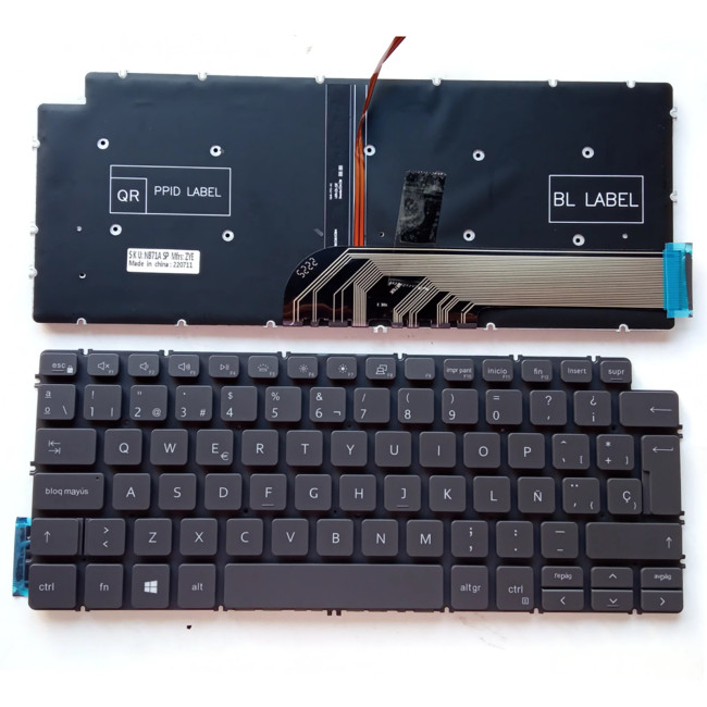 Dell Inspiron 13 5390 5391 7391 7490 7491 5490 5493 5498 gray backlit Spanish SP keyboard - main product image