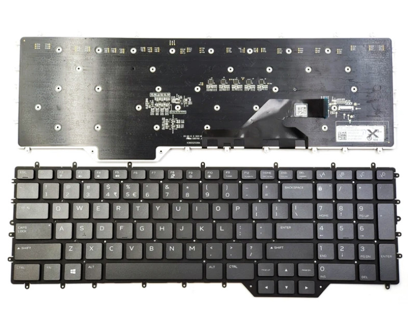 Dell Alienware M17 R2, M17 R3, Area 51m R2, P41E, black RGB backlit US keyboard per-key - additional view 