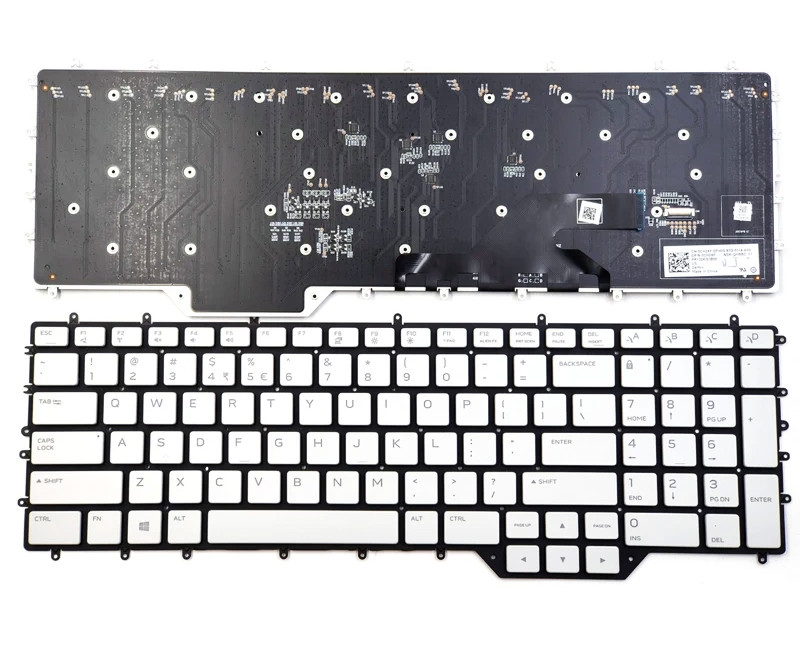 Dell Alienware M17 R2, M17 R3, Area 51m R2, P41E, white RGB backlit US keyboard per-key - additional view 