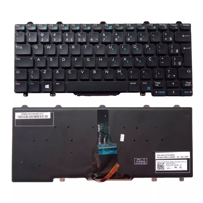 Dell Latitude E5250 E5270 E7250 E7270 backlit Brazilian BR keyboard - main product image