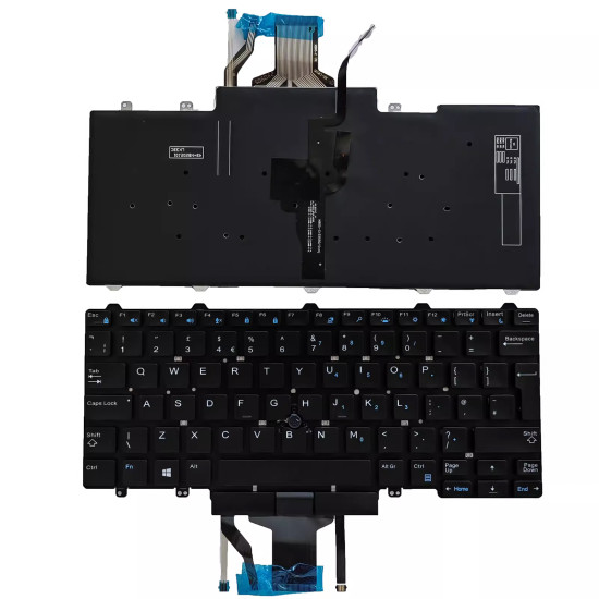 Dell Latitude E5450 E5470 E7450 E7470 trackpoint backlit UK keyboard - main product image