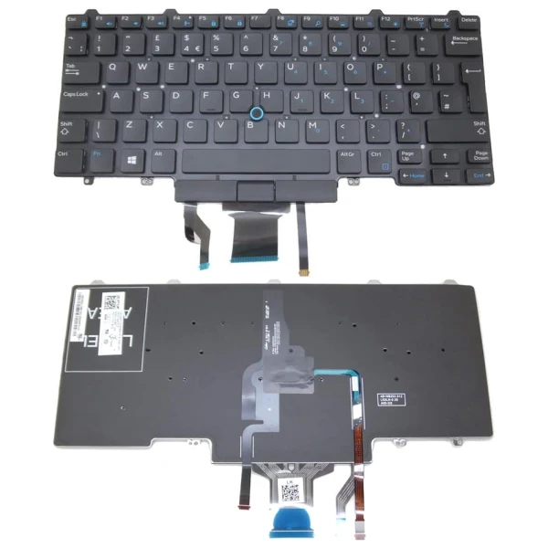 Dell Latitude E5450, E5470, E7450, E7470, trackpoint backlit UK keyboard original - main product image