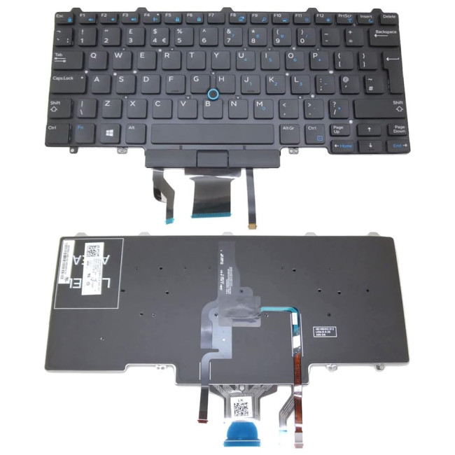 Dell Latitude E5450, E5470, E7450, E7470, trackpoint backlit UK keyboard original - main product image