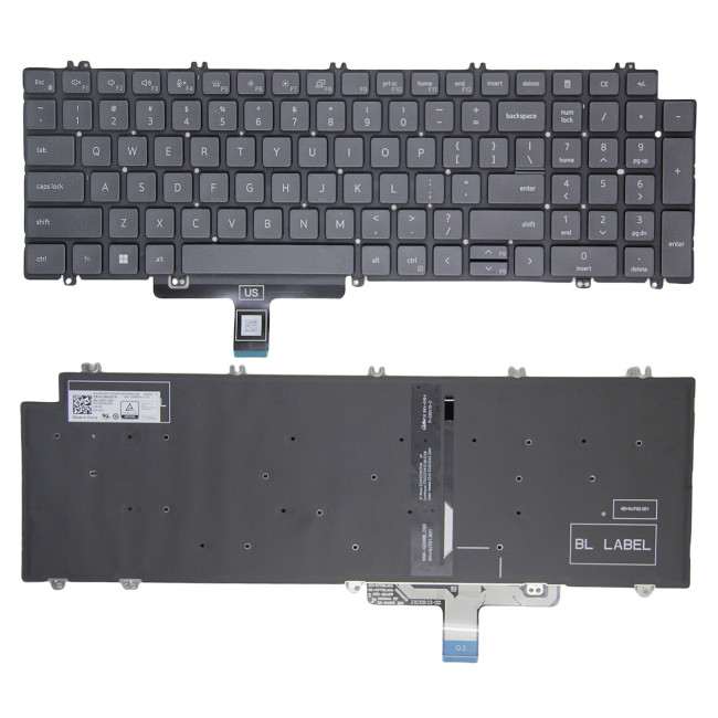 Dell Precision 3581, 7670, 7770, 7680, 7780, 3570, 3571, 3580, backlit US keyboard original - main product image