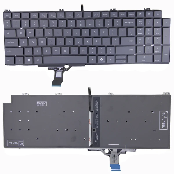 Dell Pro 16 Plus PB16250, PB16255, P135F, 2024, Pro 16 PC16250, PC16255, gray backlit US keyboard - main product image
