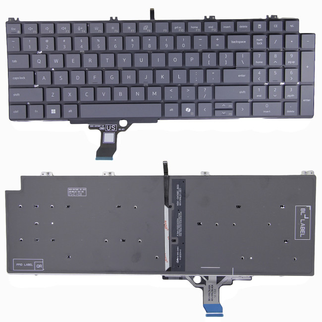 Dell Pro 16 Plus PB16250, PB16255, P135F, 2024, Pro 16 PC16250, PC16255, gray backlit US keyboard - main product image