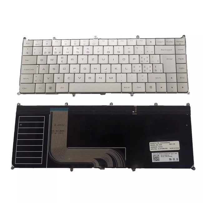 Dell Studio XPS 14Z L412Z 15Z L512Z silver backlit Swiss SW keyboard - main product image