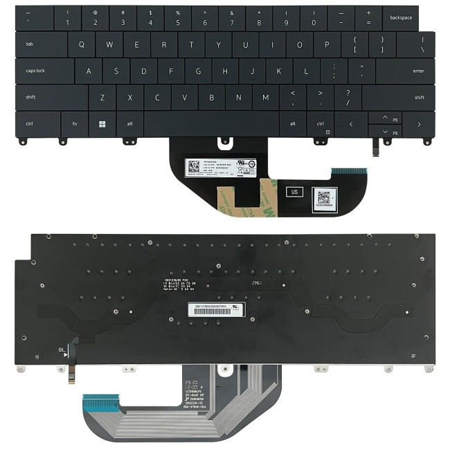 Dell XPS 13 Plus 9320, XPS 13 Plus 9330, XPS 13 Plus 9340, P151G, 2022 backlit US keyboard 049NVP black - main product image