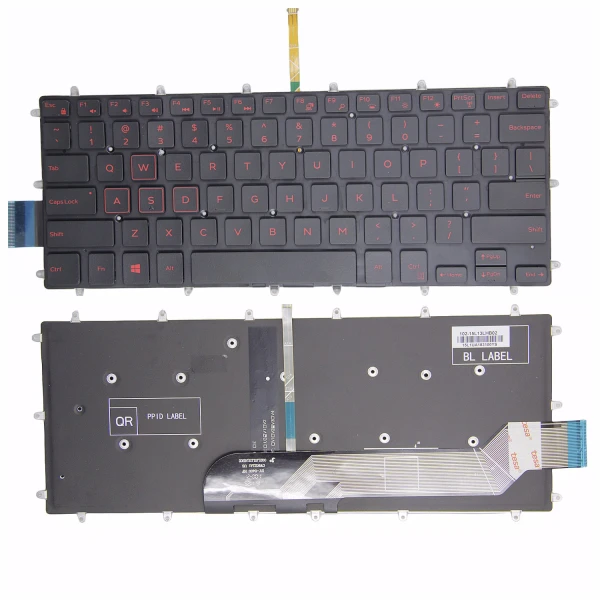 Dell Inspiron 5368 5378 5370 5379 red backlit US keyboard - main product image