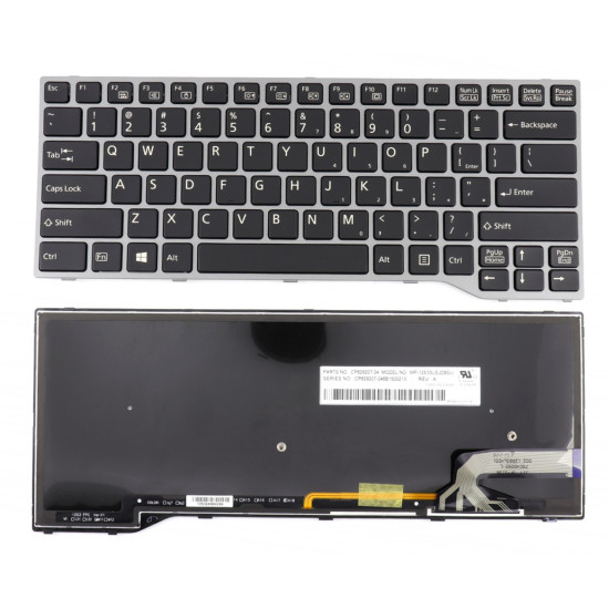 FUJISTU LIFEBOOK E733, E734, e744, E544, E734, E736, E743, E746, gray backlit US keyboard - main product image