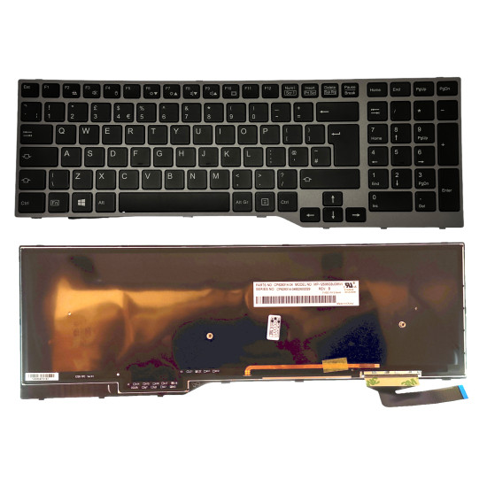 Fujistu E753 E754 E756 E554 E556 E557 H730 H760 H770 gray backlit UK keyboard - main product image