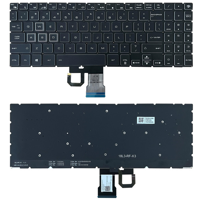 Gigabyte AORUS 15 G, 15-XA, 15-WA, 15-SA, 15-W9, 15-X9, black Crystal RGB backlit US keyboard - main product image