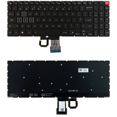 Gigabyte AORUS 15 G, 15-XA, 15-WA, 15-SA, 15-W9, 15-X9, black RGB backlit US keyboard