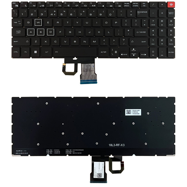 Gigabyte AORUS 15 G, 15-XA, 15-WA, 15-SA, 15-W9, 15-X9, black RGB backlit US keyboard - main product image