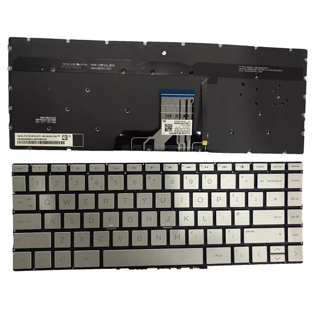 HP 13-W 13-AN TPN-I128 W133 W136 Q178 Q199 Q214 silver backlit UK keyboard - main product image