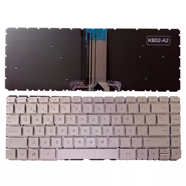 HP 14-BA 14T-BA 14M-BA 14-BS 14-BW silver backlit Spanish SP keyboard - main product image