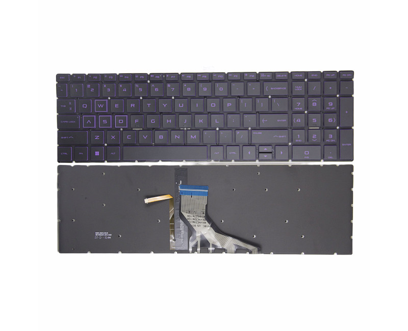 HP 15-DA, 15T-DA, 15-DB, 15G-DB, 15T-DB, 15Z-DB, 15-DX, 15-DS, 15-DR, 15-CS, 15-DW, 15T-DW, purple backlit US keyboard - additional view 