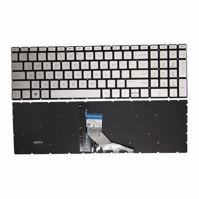 HP 250 G7, 255 G7, 256 G7, 256 G8, 250 G8, 250 G9, 255 G8, 255 G9, silver backlit US keyboard - main product image