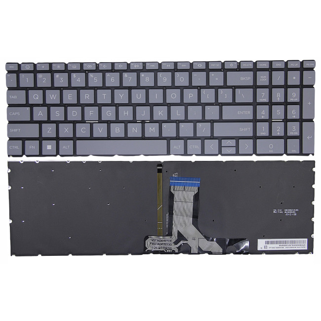 HP 15-EG, 15-EH, 15-ER, 15M-EH, 15-FD, 15-FC, TPN-Q245, TPN-Q246, gray backlit US keyboard F1 smile - main product image
