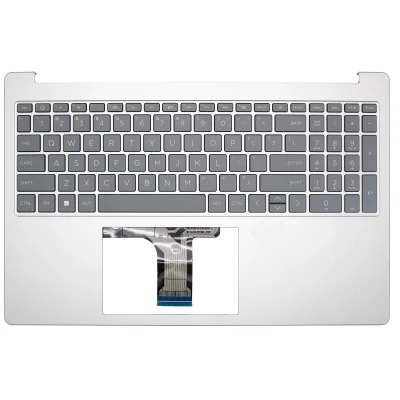 HP 15-FC, 15-FD, TPN-Q286, TPN-Q287, N36752-001, silver gray US Keyboard Palmrest double fan
