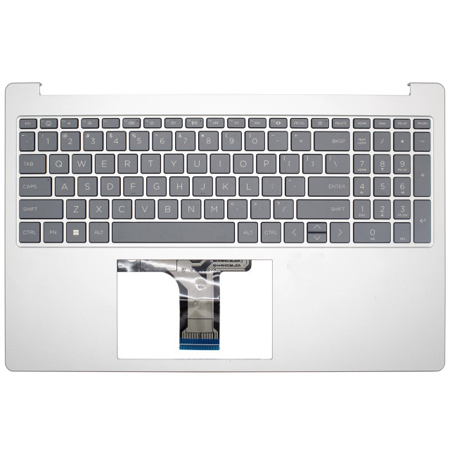 HP 15-FC, 15-FD, TPN-Q286, TPN-Q287, N36752-001, silver gray US Keyboard Palmrest double fan - main product image