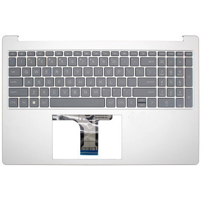HP 15-FC, 15-FD, TPN-Q286, TPN-Q287, N36752-001, silver gray US Keyboard Palmrest single fan