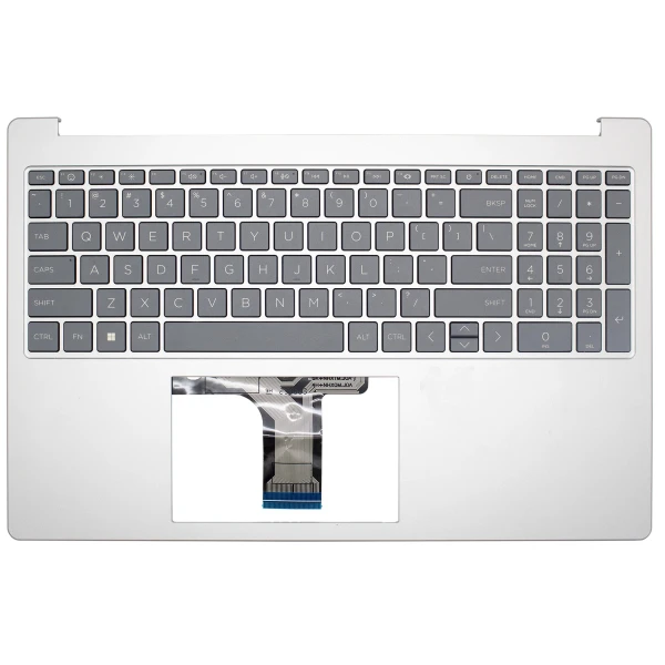 HP 15-FC, 15-FD, TPN-Q286, TPN-Q287, N36752-001, silver gray US Keyboard Palmrest single fan - main product image