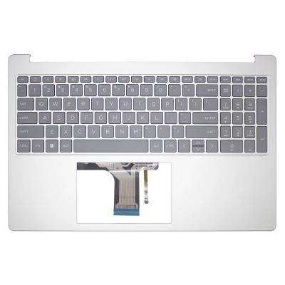 HP 15-FC, 15-FD, TPN-Q286, TPN-Q287, N36752-001, silver gray backlit US Keyboard Palmrest double fan