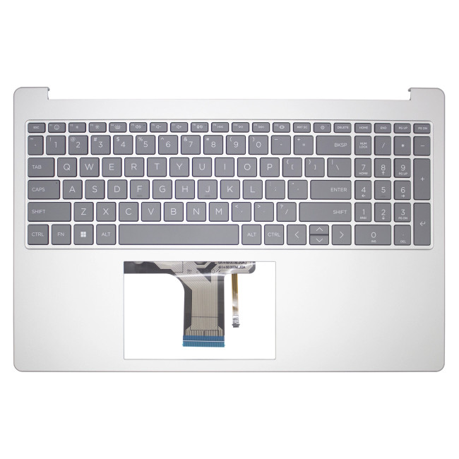 HP 15-FC, 15-FD, TPN-Q286, TPN-Q287, N36752-001, silver gray backlit US Keyboard Palmrest double fan - main product image