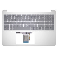 HP 15-FC, 15-FD, TPN-Q286, TPN-Q287, N36752-001, silver gray backlit US Keyboard Palmrest single fan