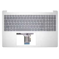 HP 15-FC, 15-FD, TPN-Q286, TPN-Q287, N36752-001, silver gray backlit US Keyboard Palmrest single fan
