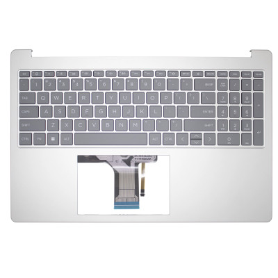 HP 15-FC, 15-FD, TPN-Q286, TPN-Q287, N36752-001, silver gray backlit US Keyboard Palmrest single fan