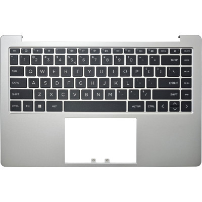 HP 245 240 G10 14-EM 14-EP US keyboard palmrest silver black