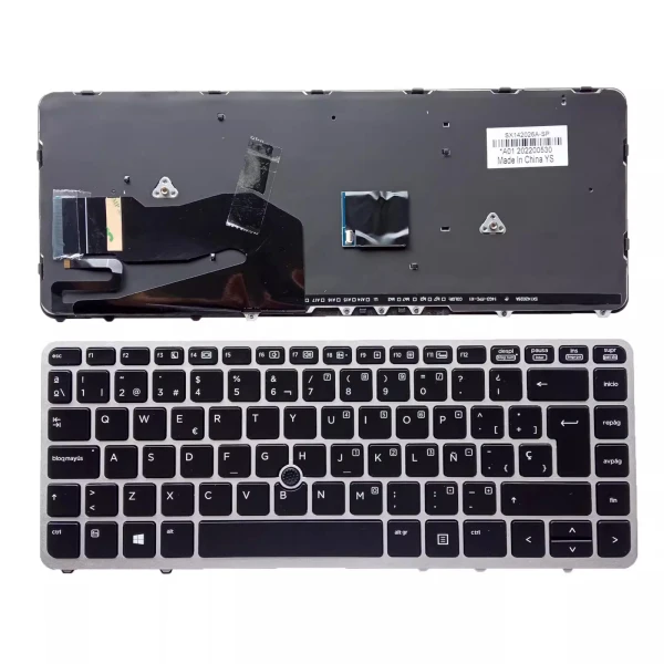 HP 840 G1 G2 745 750 755 850 G1 G2 gray backlit Spanish SP keyboard - main product image