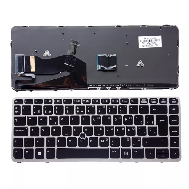 HP 840 G1 G2 745 750 755 850 G1 G2 gray backlit Spanish SP keyboard - main product image