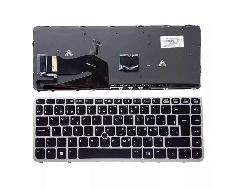 HP 840 G1 G2 745 750 755 850 G1 G2 gray backlit Spanish SP keyboard - additional view 