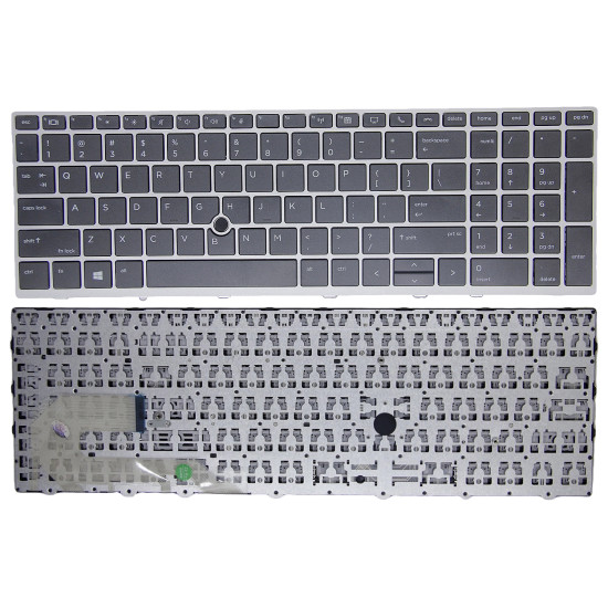 HP EliteBook 855 G5 G6, 850 G5 G6, 750 G5, 755 G5, Zbook 15U G5 G6, US keyboard silver frame - main product image
